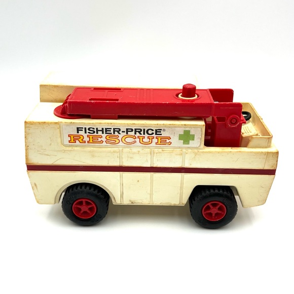 Vintage 1974 Fisher-Price Rescue Vehicle and Helicopter Set - Picture 3 of 15